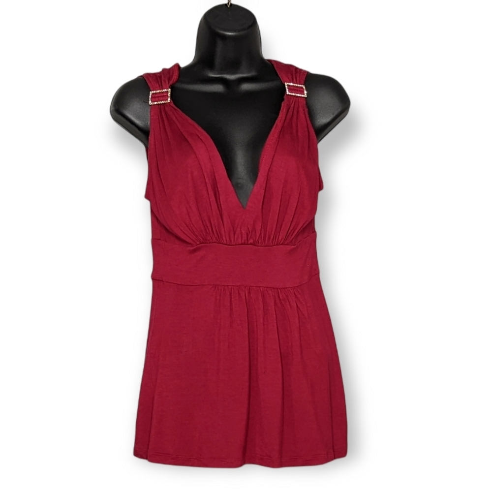 Express V Neckline Red Top Size Small